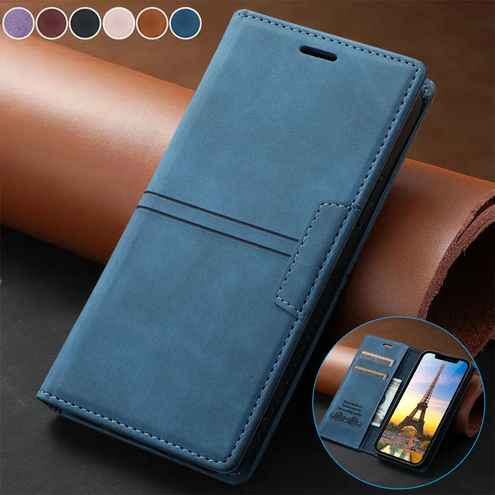 Flip Book Card Holder Wallet Magnetic Leather Google Case - DealJustDeal