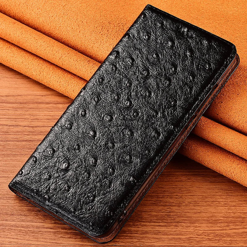 Magnetic Flip Ostrich Veins Genuine Leather Galaxy S Case - DealJustDeal