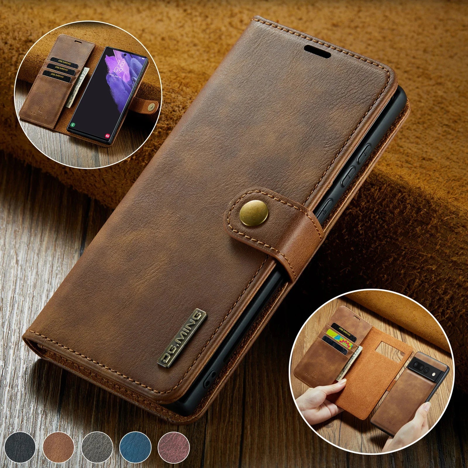 Retro Detachable Magnetic Leather Google Case - DealJustDeal