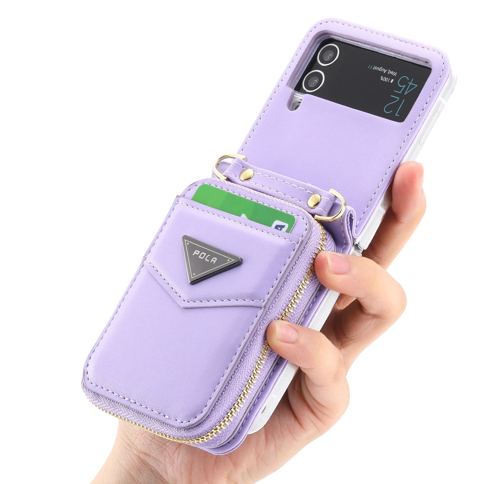 Zipper Purse Wallet Leather Galaxy Z Flip Case - DealJustDeal