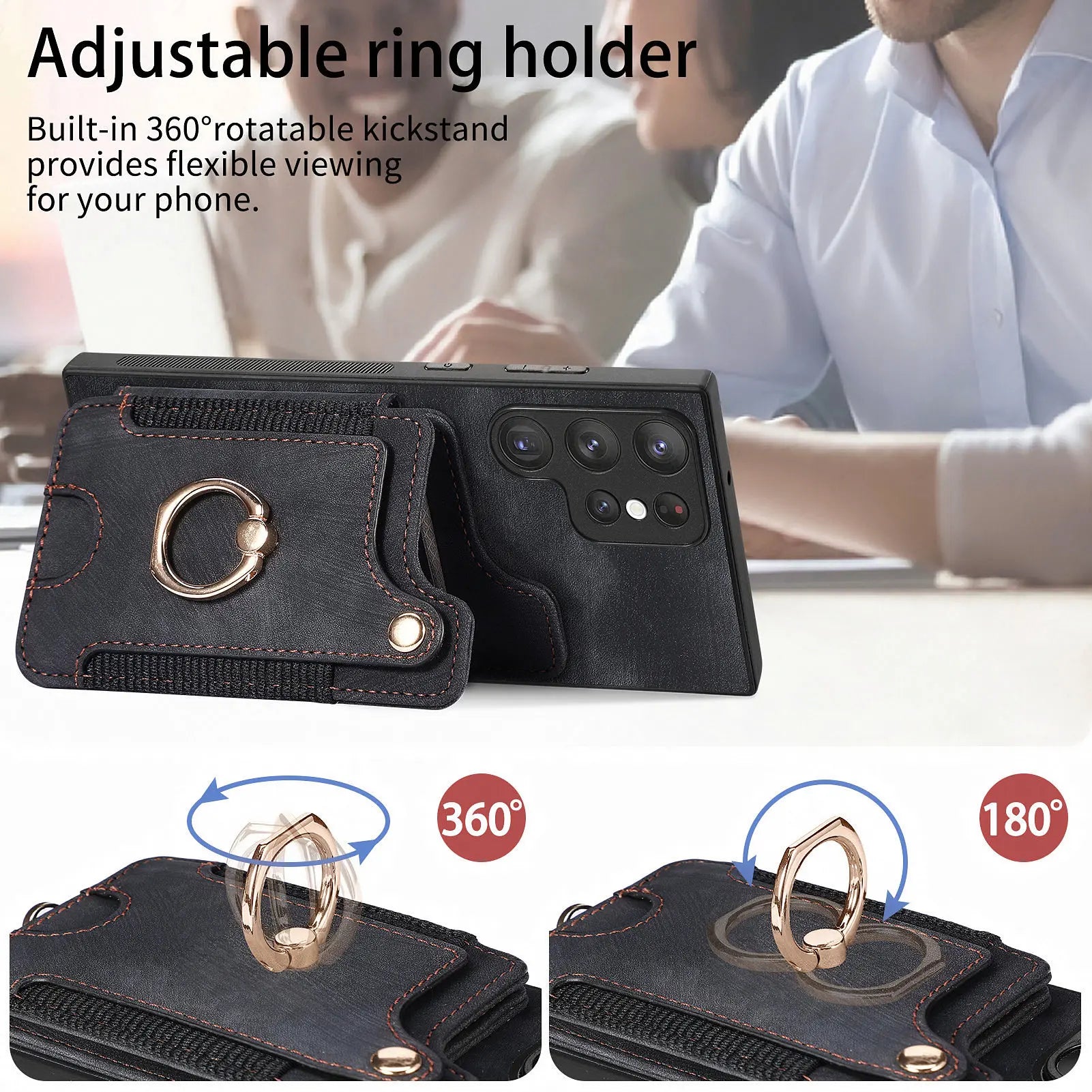 Wallet Ring Holder Flip Leather Galaxy S and M Case - DealJustDeal