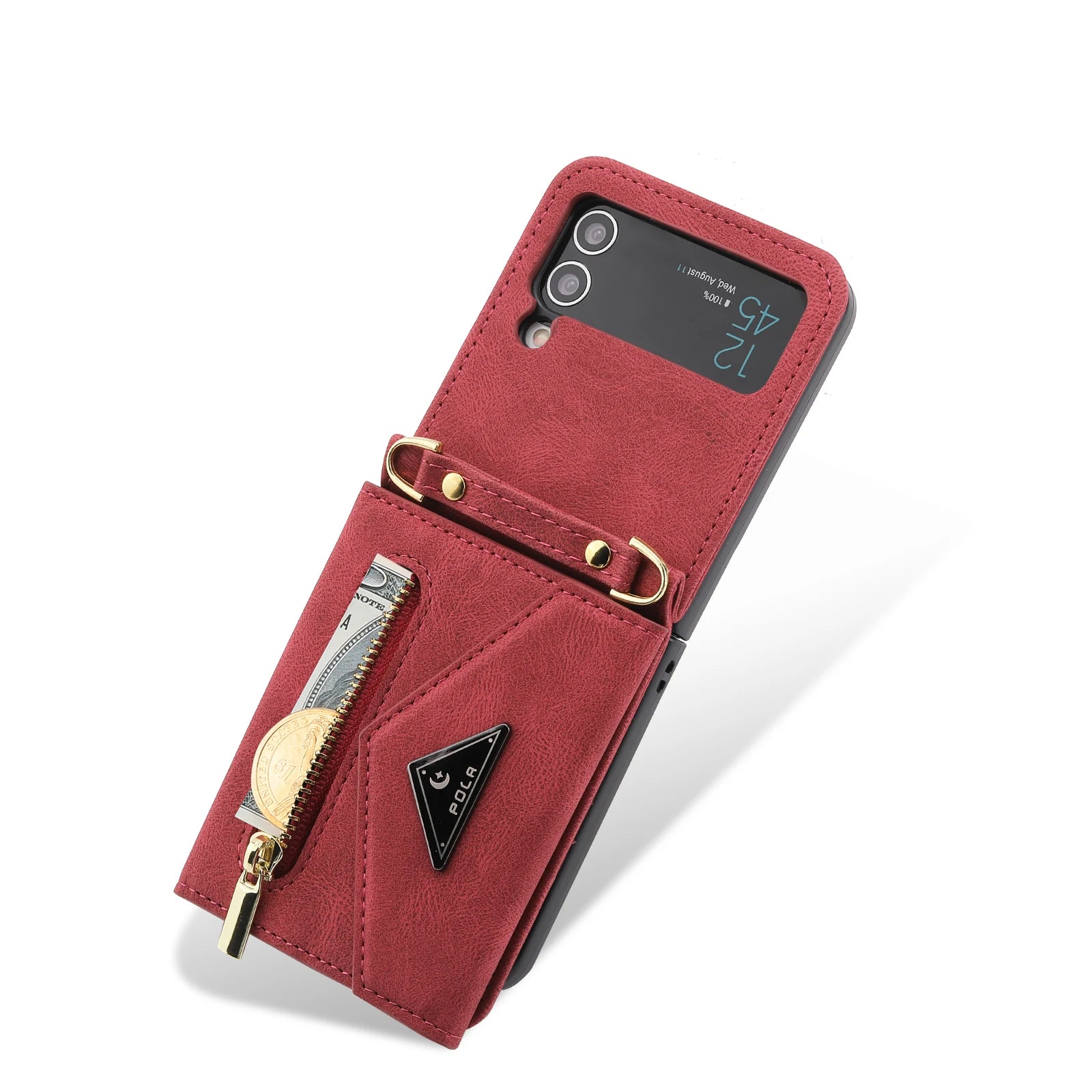 Hand Strap Anti-fall Leather Galaxy Z Flip Case - DealJustDeal