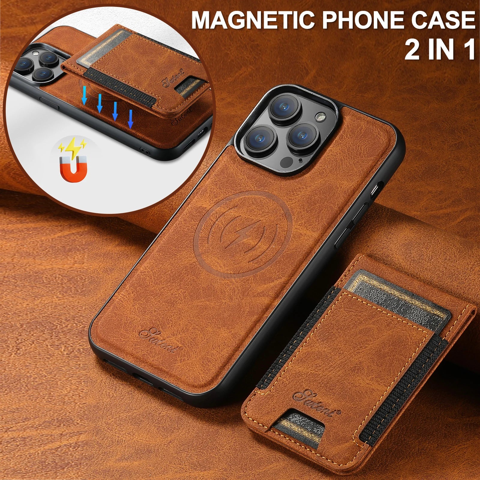 Wallet Kickstand Magsafe Leather Card Holder iPhone Case - DealJustDeal