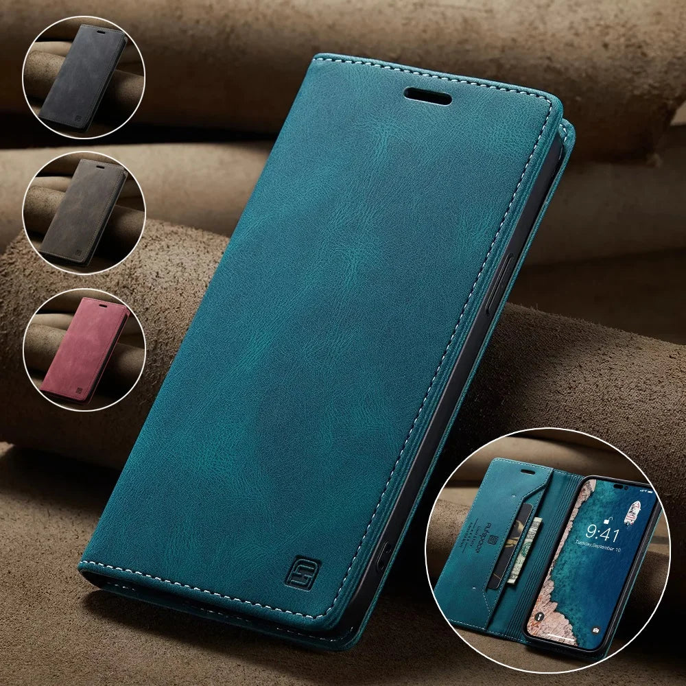 Wallet Folio Flip Cover Rfid Blocking Leather iPhone Case - DealJustDeal