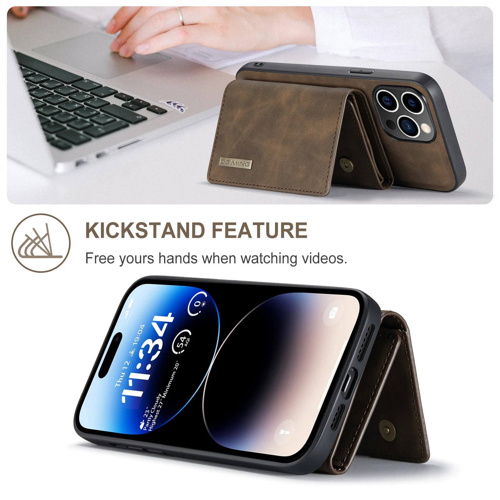 Magnetic Detachable Card Holder Leather iPhone Case - DealJustDeal