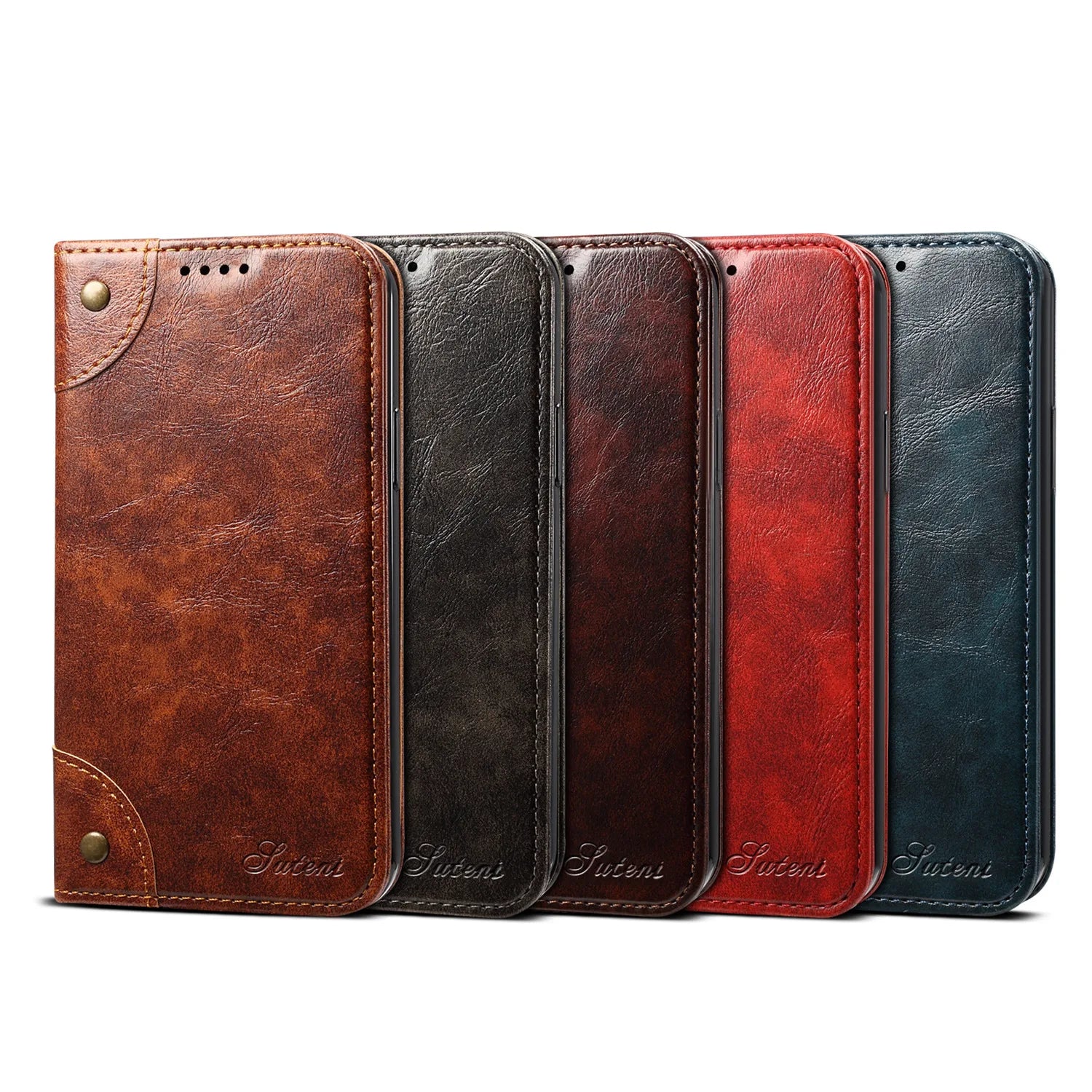 Magnetic Wallet Flip Genuine Leather iPhone Case - DealJustDeal