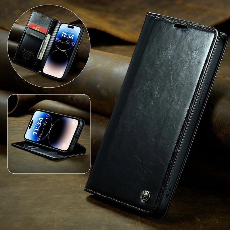 Leather Flip Wallet Galaxy Note and S Case - DealJustDeal