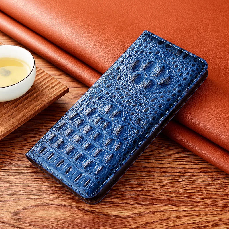 Cowhide Magnetic Crocodile Genuine Leather Galaxy A Case - DealJustDeal