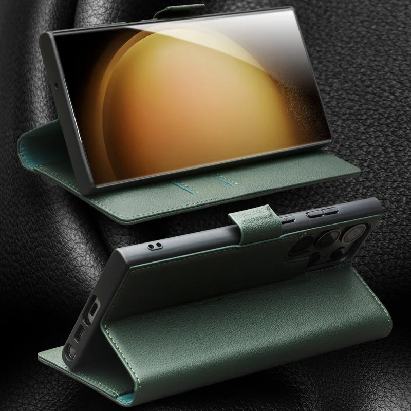 Magnetic Genuine Premium Leather Flip Galaxy S Case - DealJustDeal