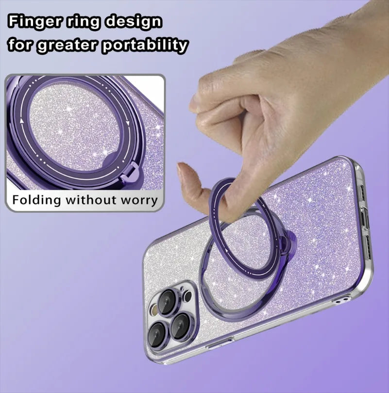 Magnet Glitter Plating Bracket Magsafe iPhone Case - DealJustDeal