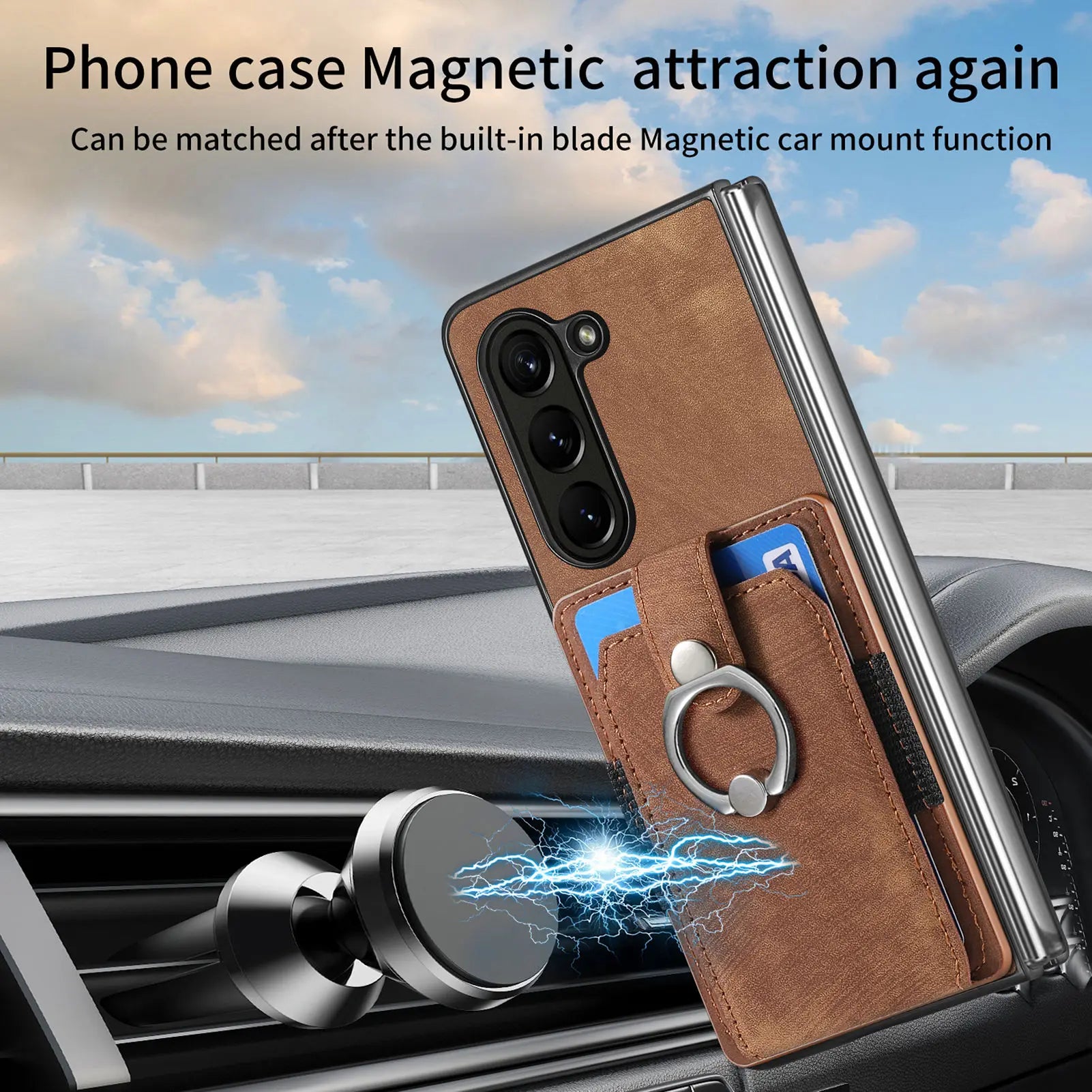 Ultra Thin Anti-Drop Magnetic Leather Wallet Galaxy Z Fold Case - DealJustDeal