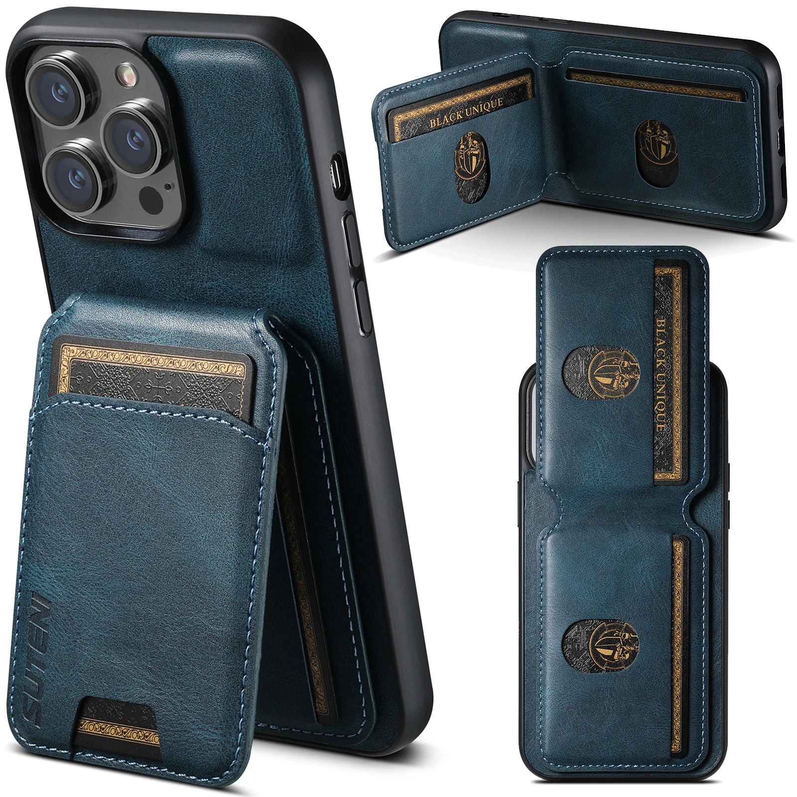 Card Holder Leather Magnetic Wallet iPhone Case - DealJustDeal