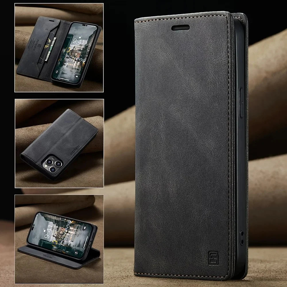 Wallet Folio Flip Cover Rfid Blocking Leather iPhone Case - DealJustDeal