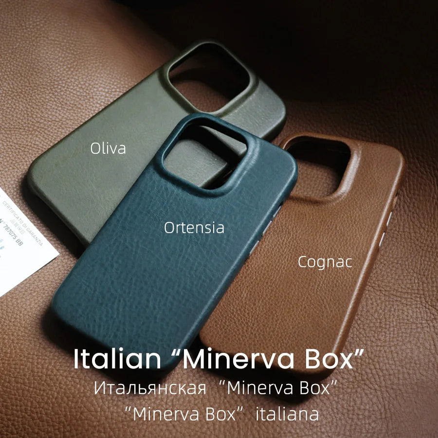 Italian Minerva Box Genuine Leather iPhone Case - DealJustDeal