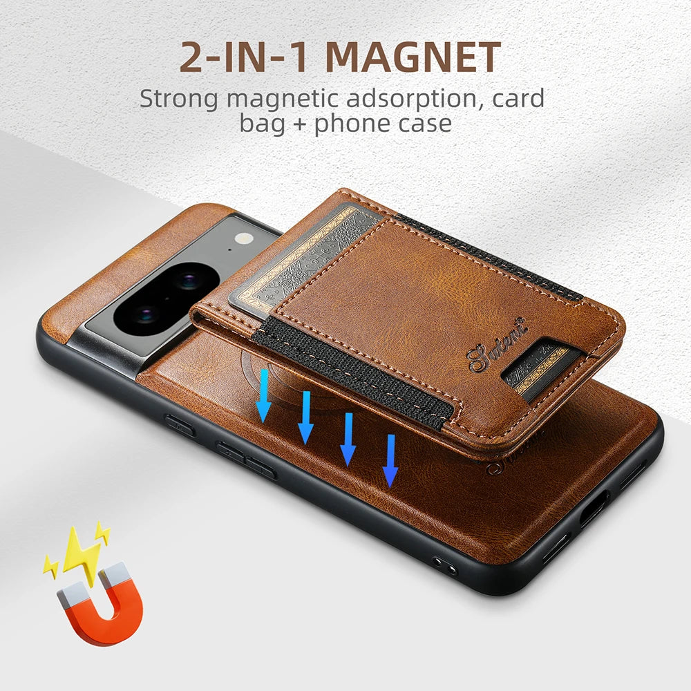 Shockproof 2in1 Card Pocket Stand Holder Magnetic PU Leather Google Case - DealJustDeal