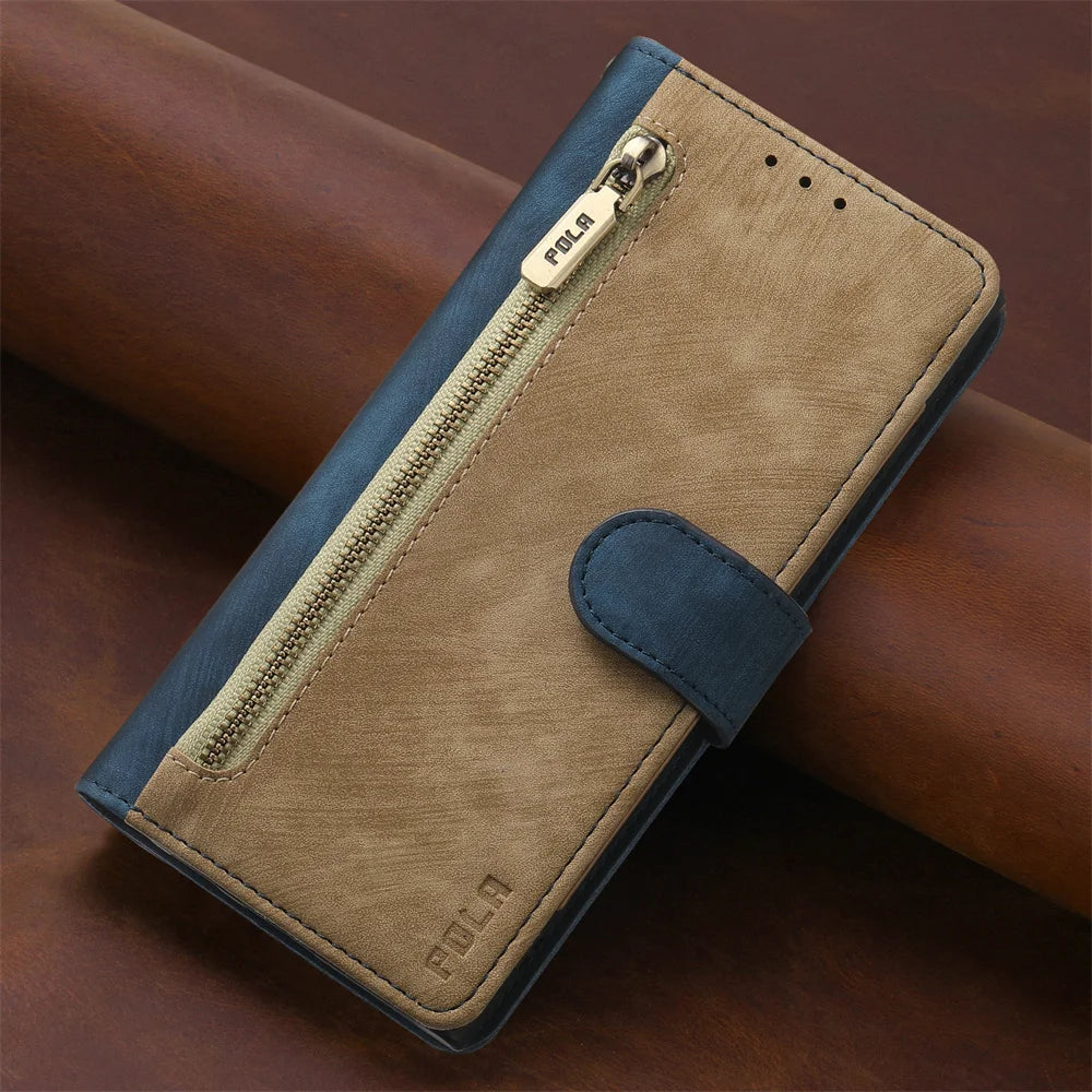 RFID Block Zipper Wallet Leather Google Case - DealJustDeal