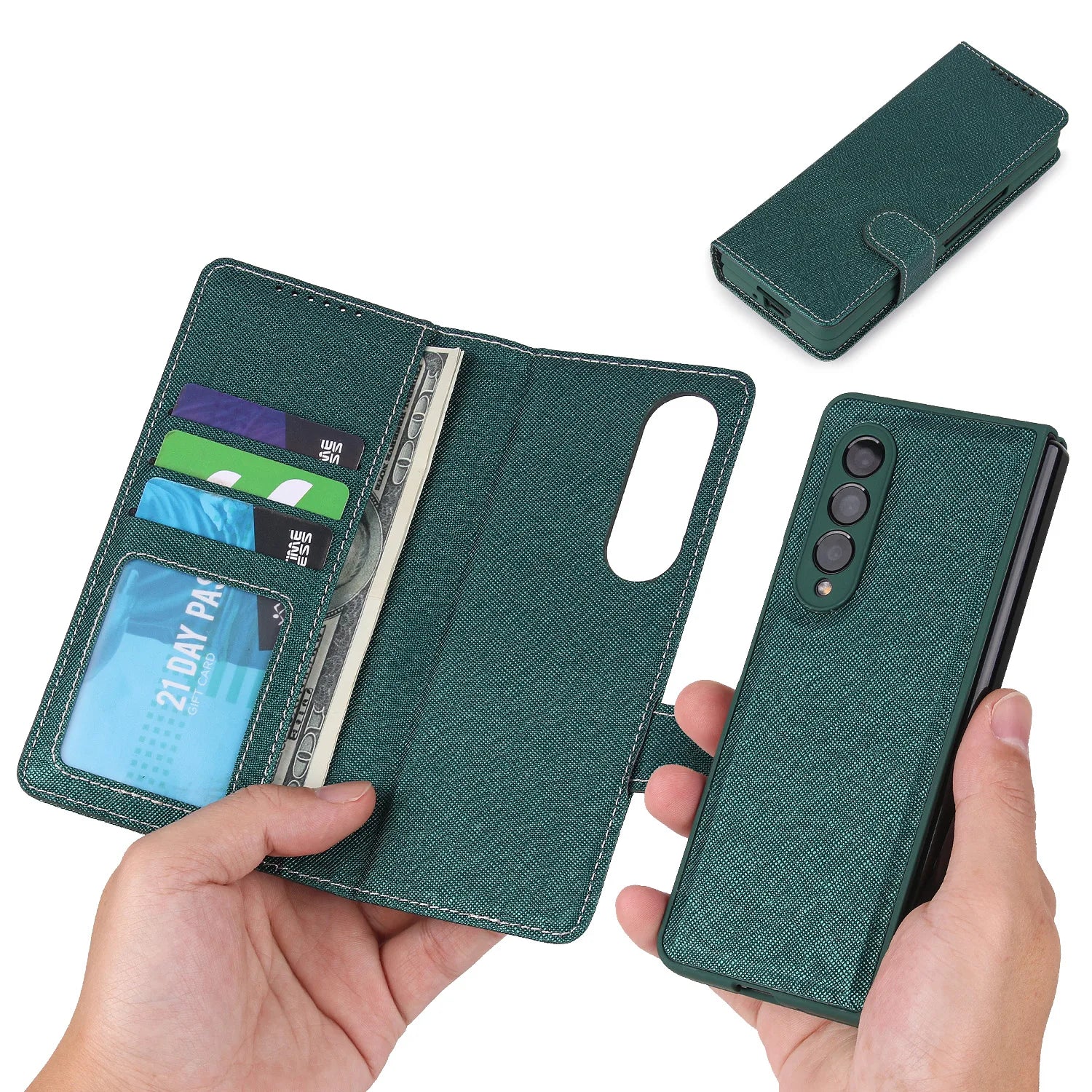 Magnetic Leather Card Slot Wallet Galaxy Z Fold Case - DealJustDeal