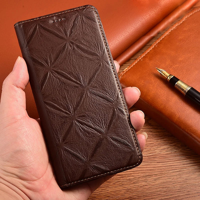 First Layer Cowhide Kickstand Flip Genuine Leather Galaxy Case - DealJustDeal