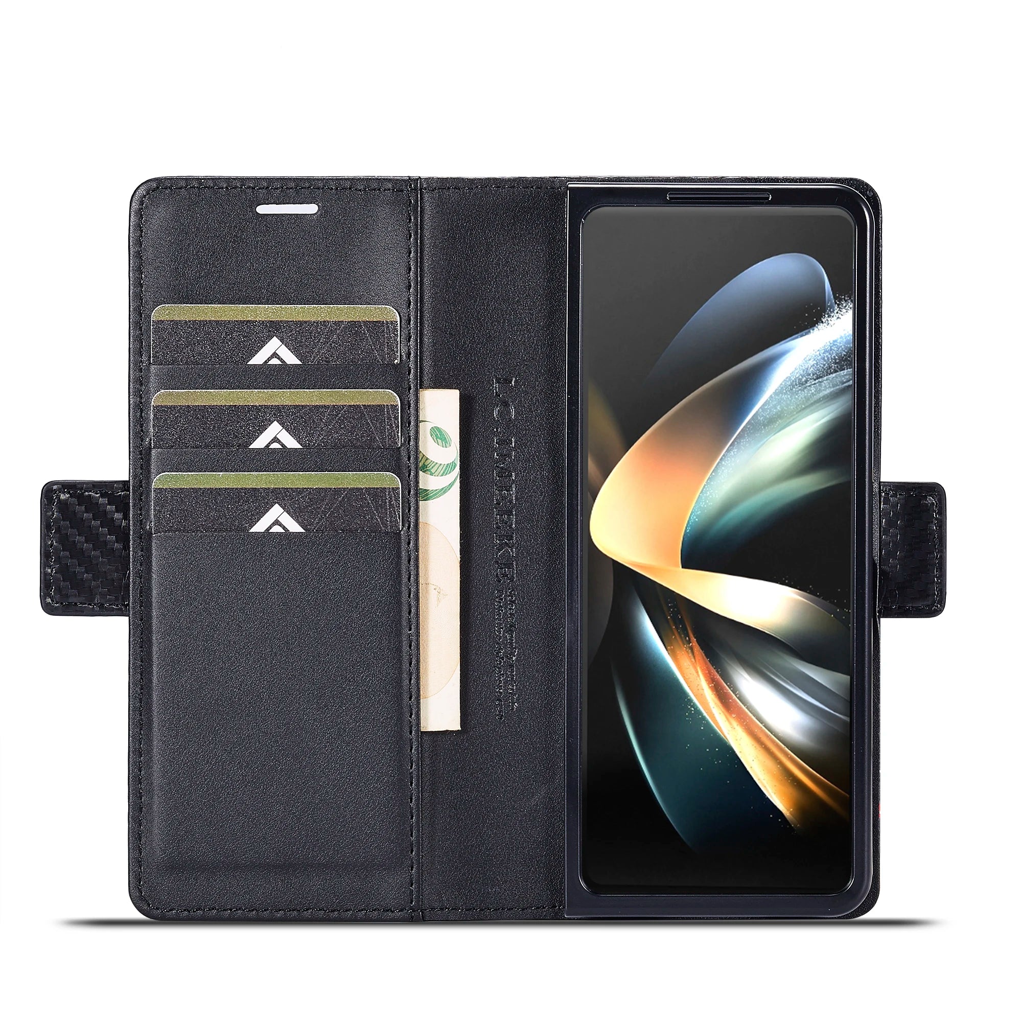 Magnetic Flip Carbon Fiber Leather Wallet Galaxy Z Fold Case - DealJustDeal