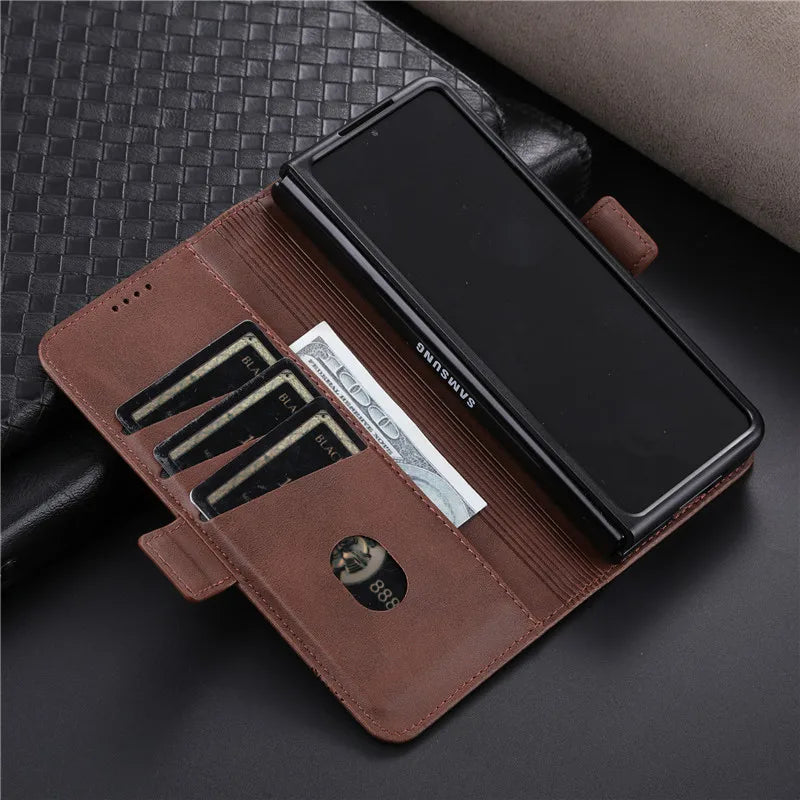 Texture Wallet Magnet Leather Galaxy Z Fold Case - DealJustDeal