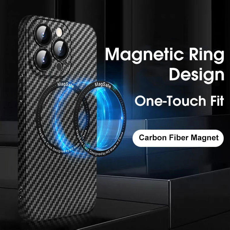 Carbon Fiber Pattern Magsafe Magnetic Wireless Charge iPhone Case - DealJustDeal