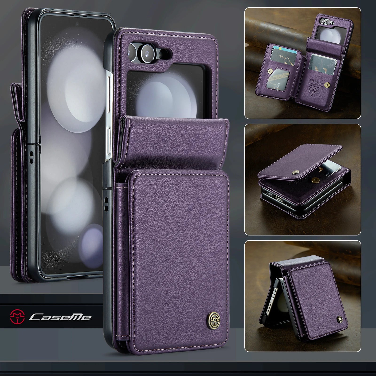 Magnetic Wallet Flip Leather Galaxy Z Flip Case - DealJustDeal