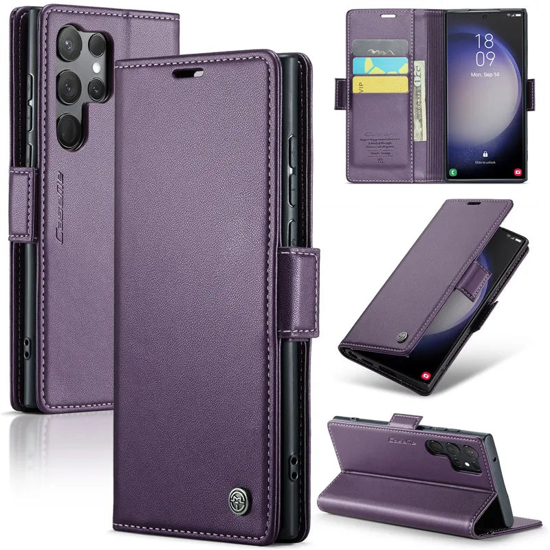 Magnetic Wallet Leather Galaxy A, Note and S Case - DealJustDeal