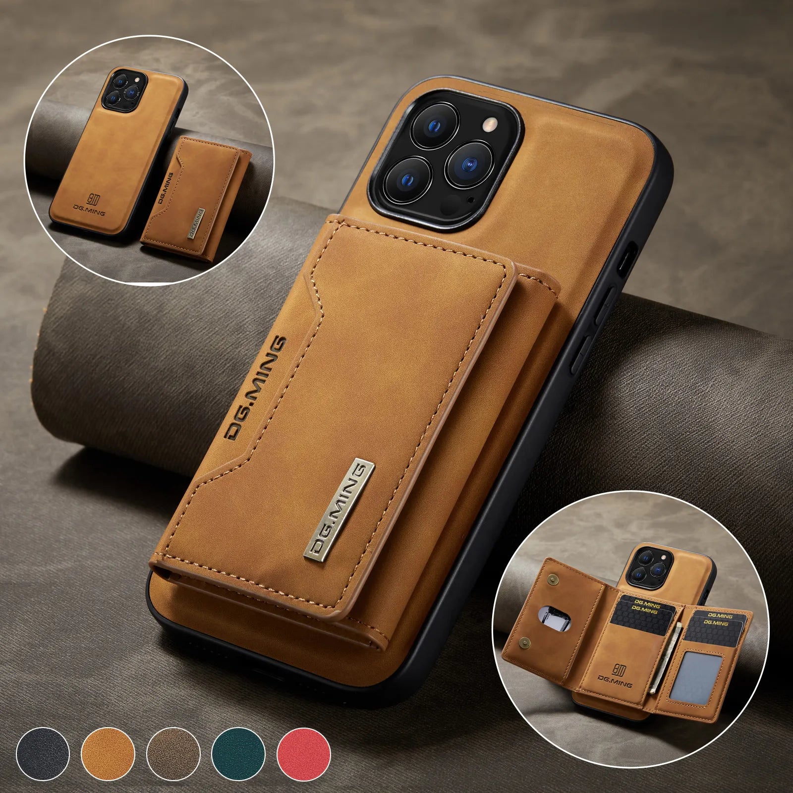 2 In 1 Detachable Wallet Cards Holder Pocket Magnetic Leather iPhone Case - DealJustDeal