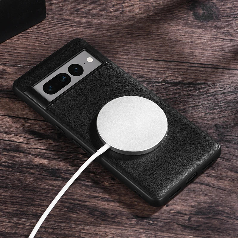 For Magsafe Wireless Charge Armor Leather Google Case - DealJustDeal