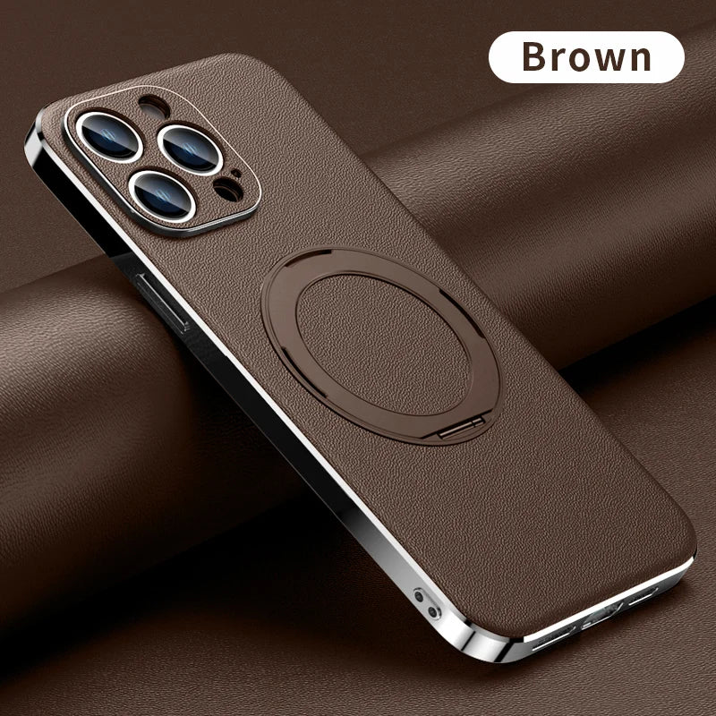 Camera lens Protective magsafe leather Magnetic Ring Holder iPhone case - DealJustDeal