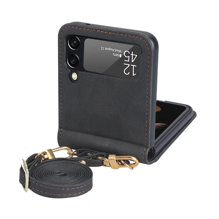 Leather Card Slot Galaxy Z Flip Case - DealJustDeal