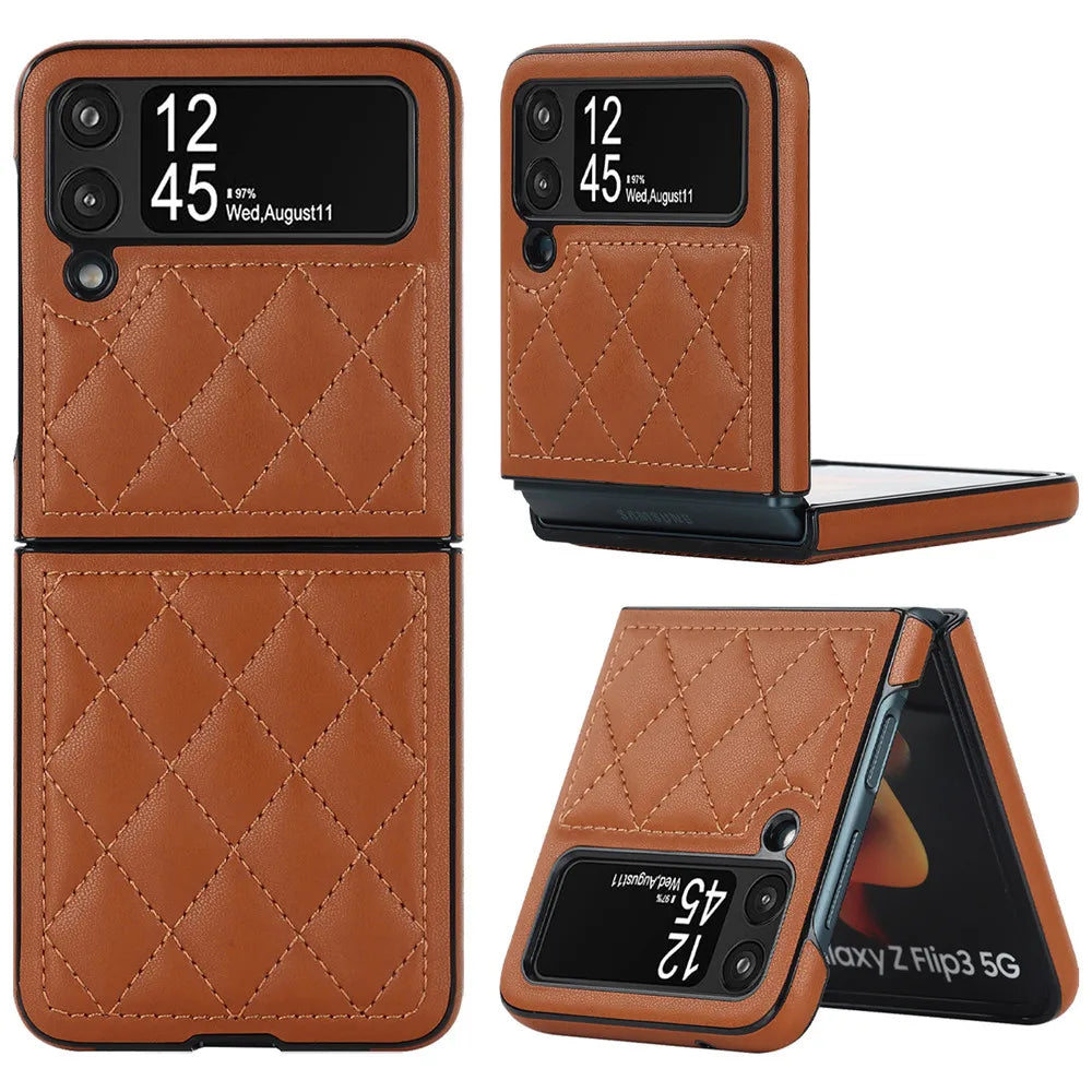 Retro Folding Leather Texture Galaxy Z Flip Case - DealJustDeal