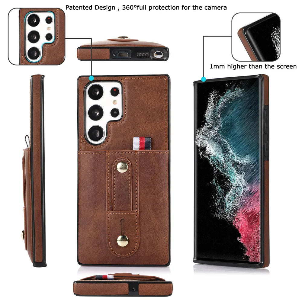 Wallet Card Slots Magnetic Leather Galaxy Note Case - DealJustDeal