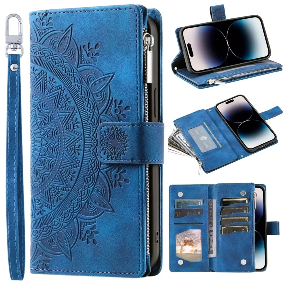 Card Wallet Embossing Leather Flip Galaxy Note and S Case - DealJustDeal