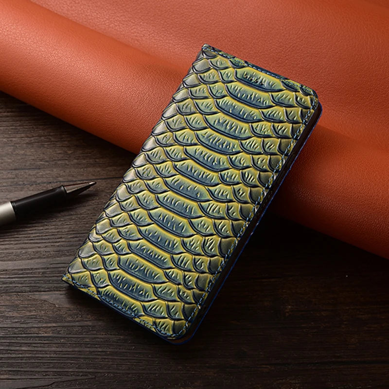 Snake Texture Genuine Leather Google Case - DealJustDeal