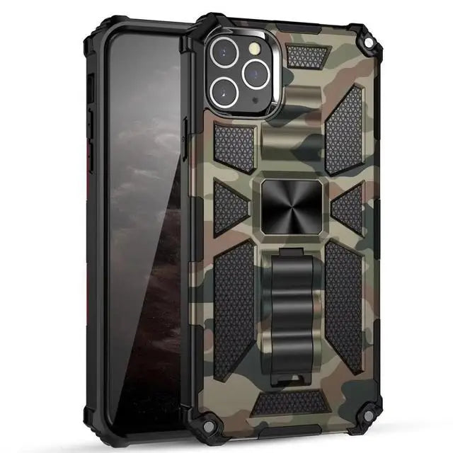 Hybrid Armor Military Grade Camouflage Built-in Kickstand iPhone Case - DealJustDeal