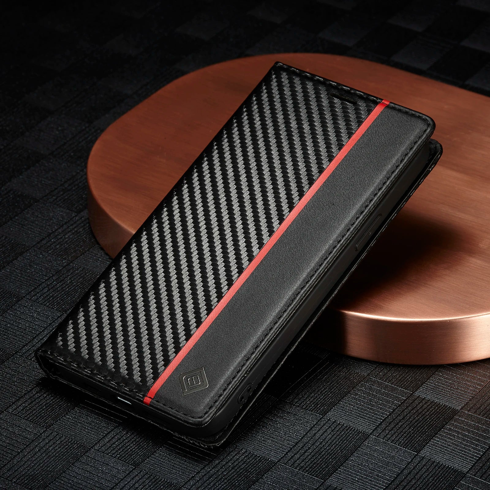 Magnetic Flip Book Carbon Fiber Leather Wallet iPhone Case - DealJustDeal