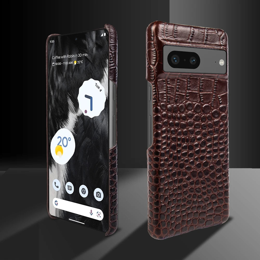 Handmade Crocodile Pattern Genuine Leather Google Case - DealJustDeal