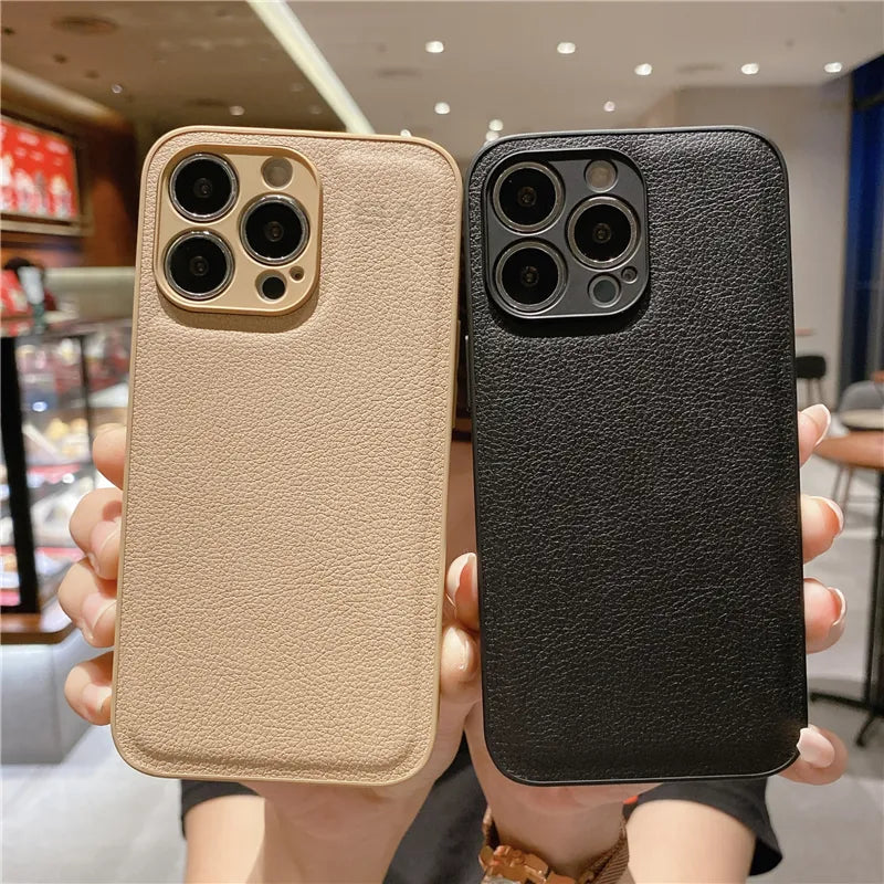 Soft Full Camera Protection Leather Texture Shockproof iPhone Case - DealJustDeal