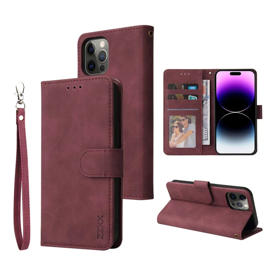 Flip Card Slot Holder Leather Wallet iPhone Case - DealJustDeal