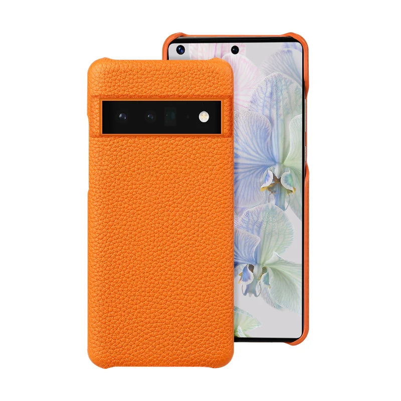 Litchi Grain Half-Inclusive Genuine Cowhide Leather Google Case - DealJustDeal