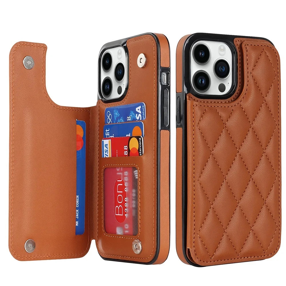 Leather Retro Card Holder Flip iPhone for iPhone Case - DealJustDeal