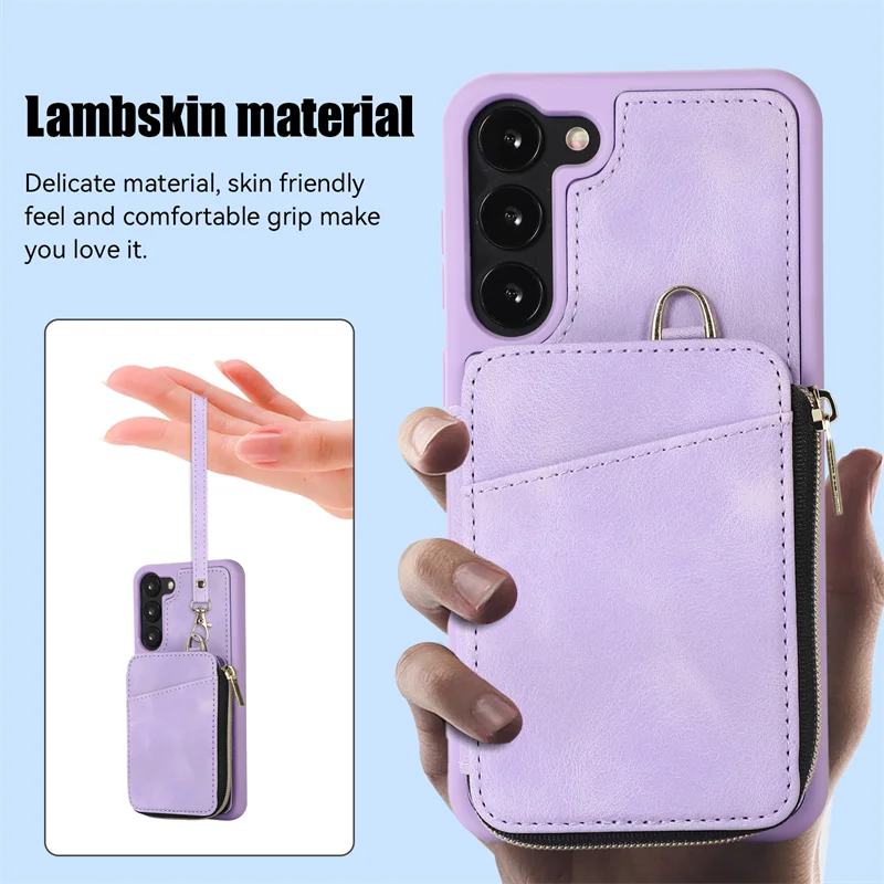 Zipper Wallet Card Flip Leather Galaxy Case - DealJustDeal