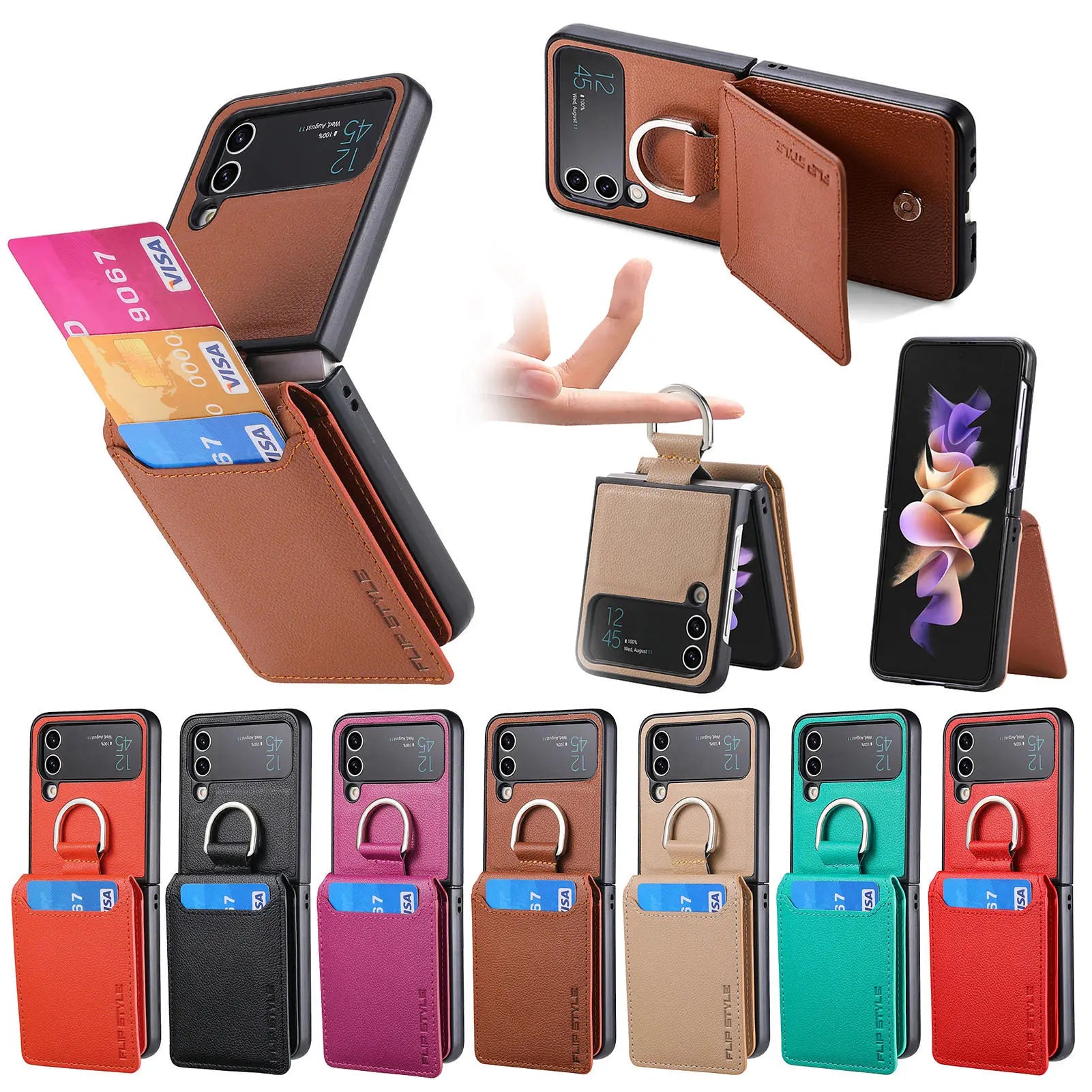 Lychee Pattern Leather Galaxy Z Flip Case - DealJustDeal