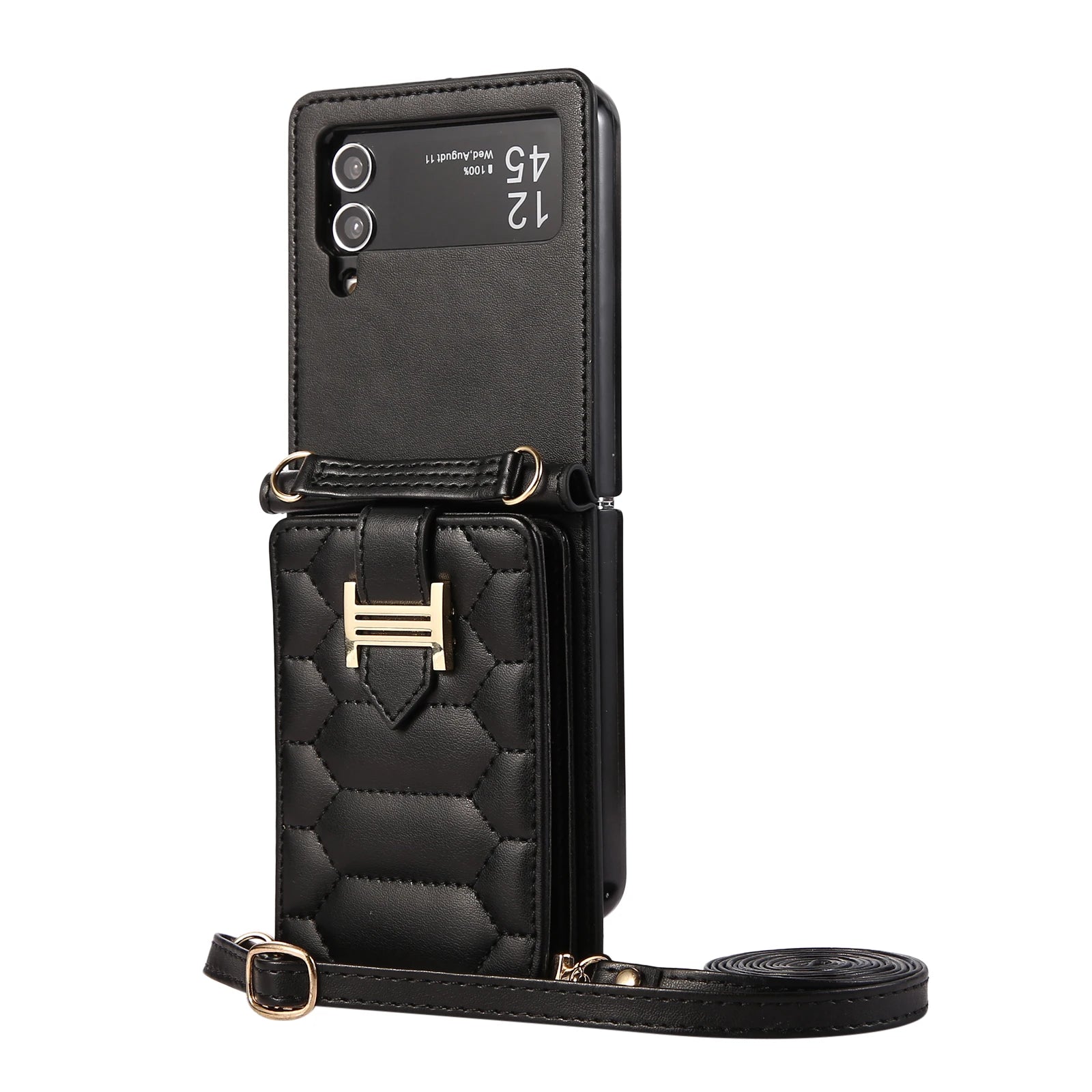 Vertical Cards Slot Holder Wallet Leather Galaxy Z Flip Case - DealJustDeal