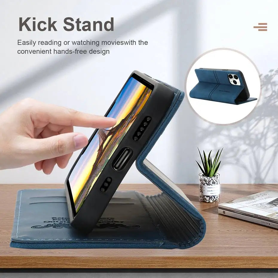 Flip Book Card Holder Wallet Magnetic Leather Google Case - DealJustDeal