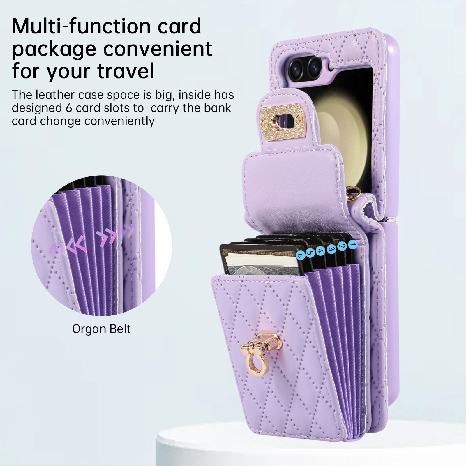 Cards Slot Wallet Metal Buckle Leather Galaxy Z Flip Case - DealJustDeal