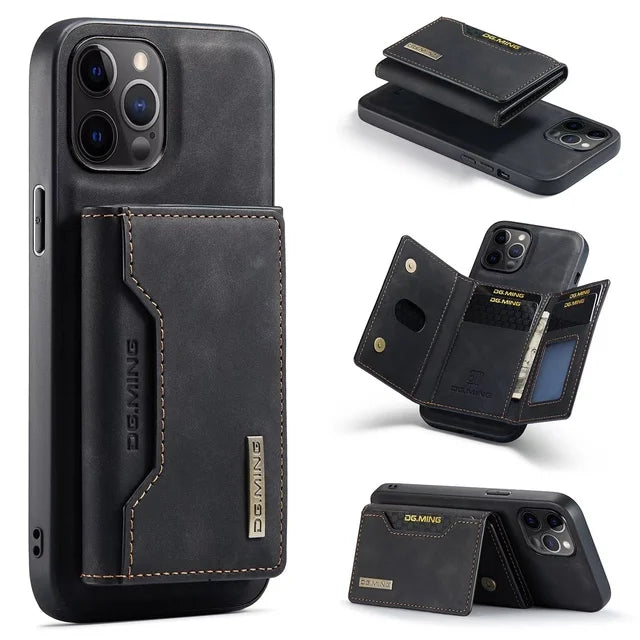 Magnetic Detachable Leather Wallet Card Holder iPhone Case - DealJustDeal