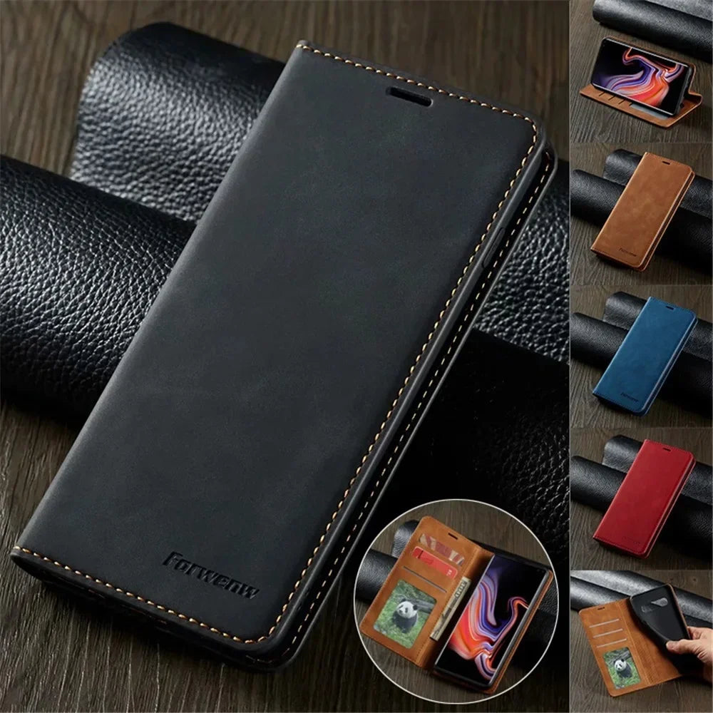 Ultra Thin Magnetic Flip Wallet Leather iPhone Case - DealJustDeal