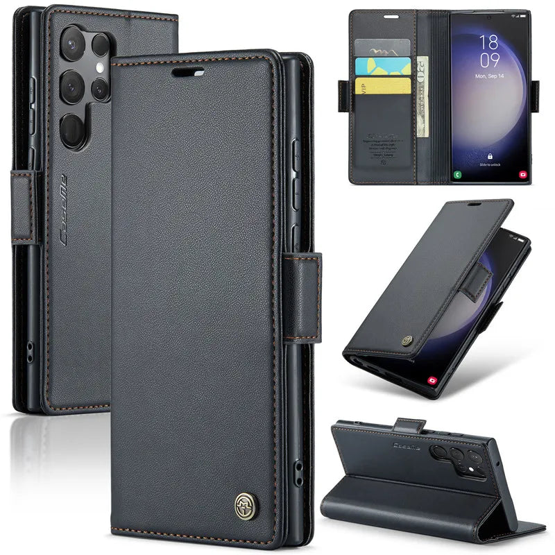 Magnetic Wallet Leather Galaxy A, Note and S Case - DealJustDeal